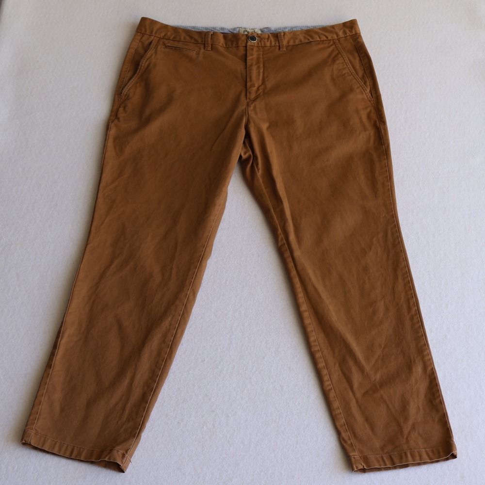 Perk Pants Mens 38x30 Slim Fit Stretch Feel Good Chino Brown Khaki